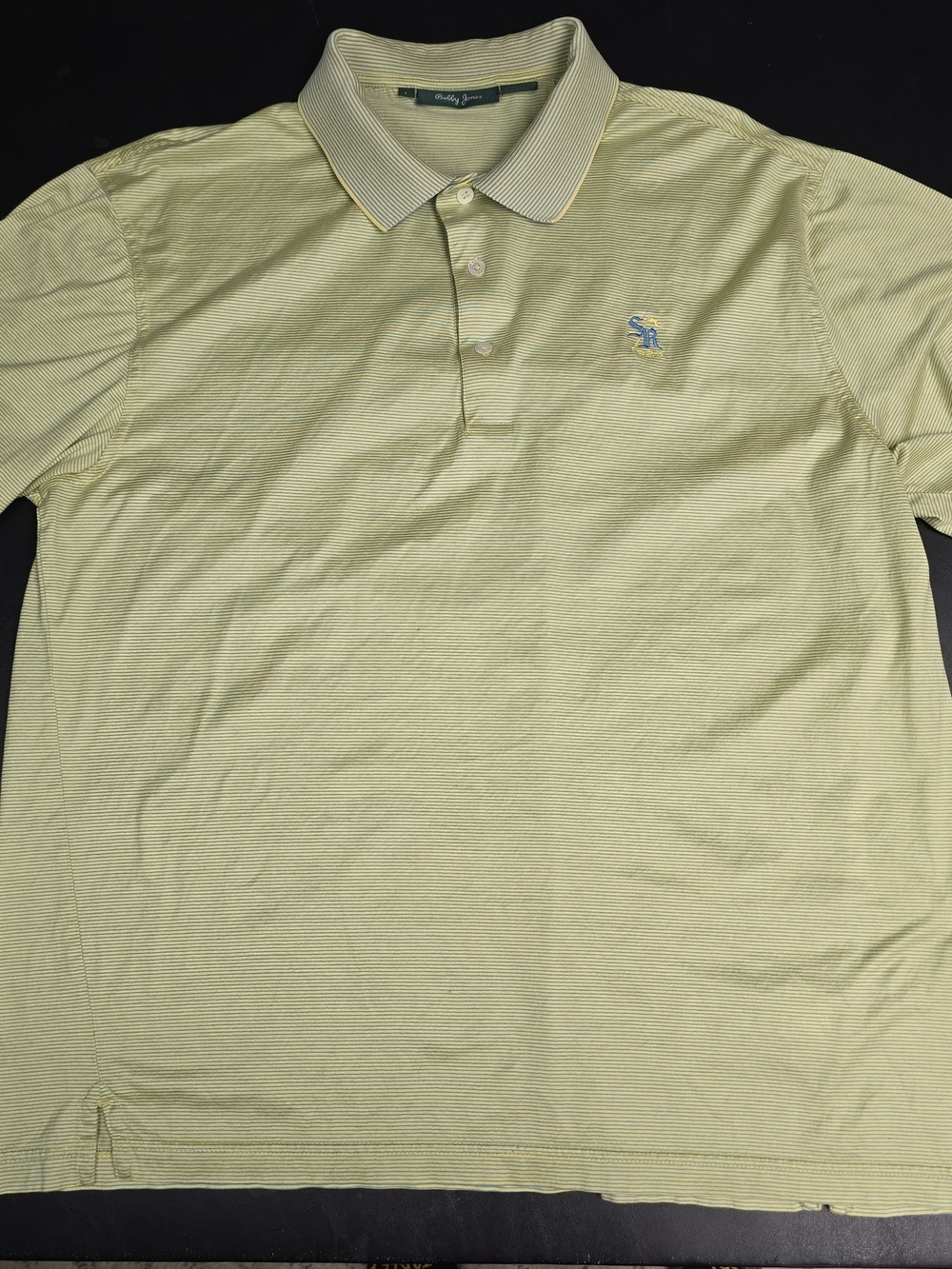 Bobby Jones Golf Polo L Green Striped Sunset Ridge Country Club Luxury Shirt